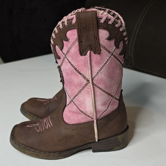 Roper Toddler Girls' Lacy Brown & Pink Cowboy Boots (Size 7) - Picture 4 of 10